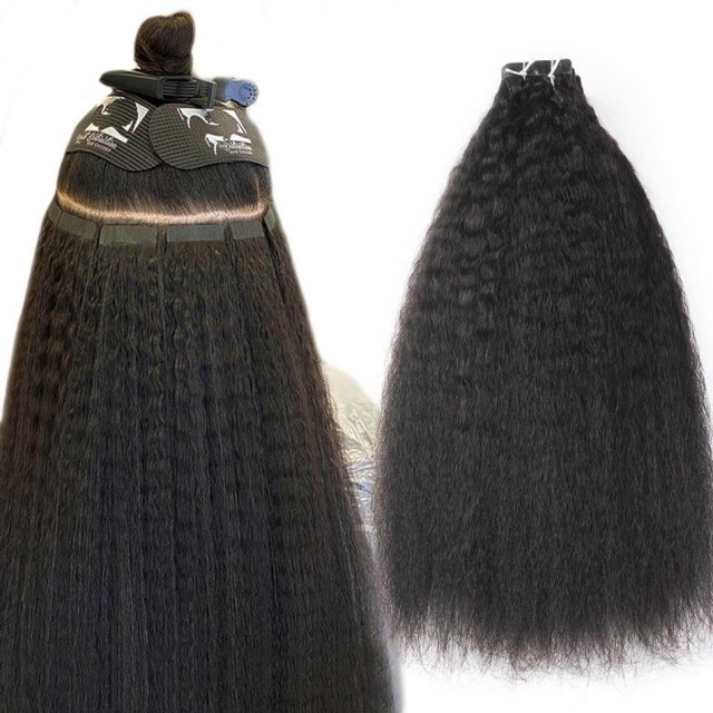 kinky straight tape in hair extensions